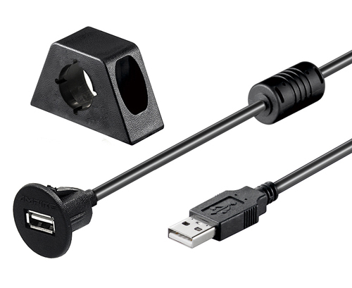 2M Flush Mount USB Extension Cable with Mounting Socket